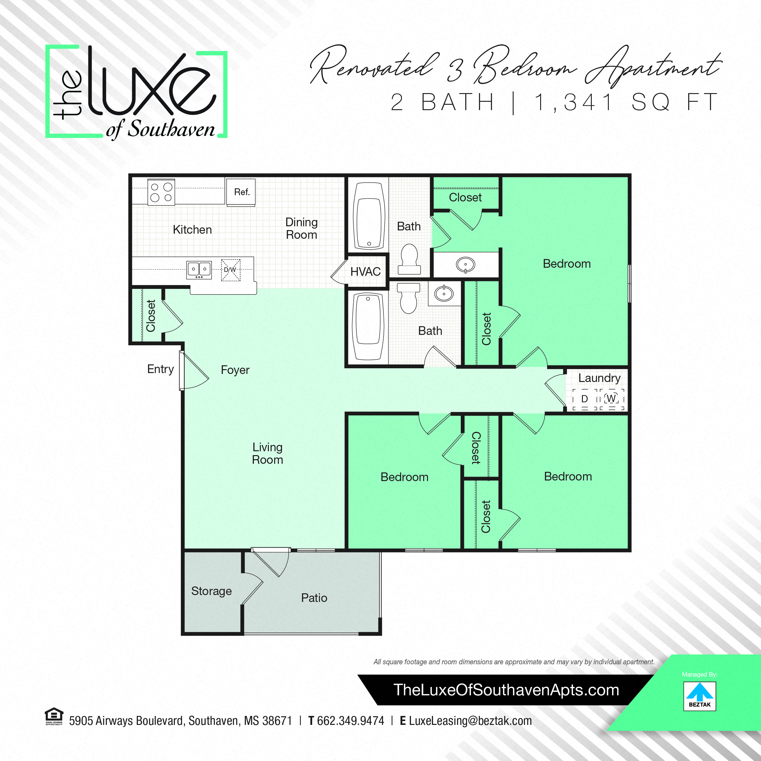 3 Bedroom Renovated 1341 floor plan
